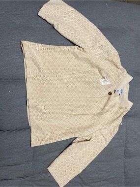 Vintage Just In Thyme Faux Suede Laser Cut Jacket Beige Size 18 Boho